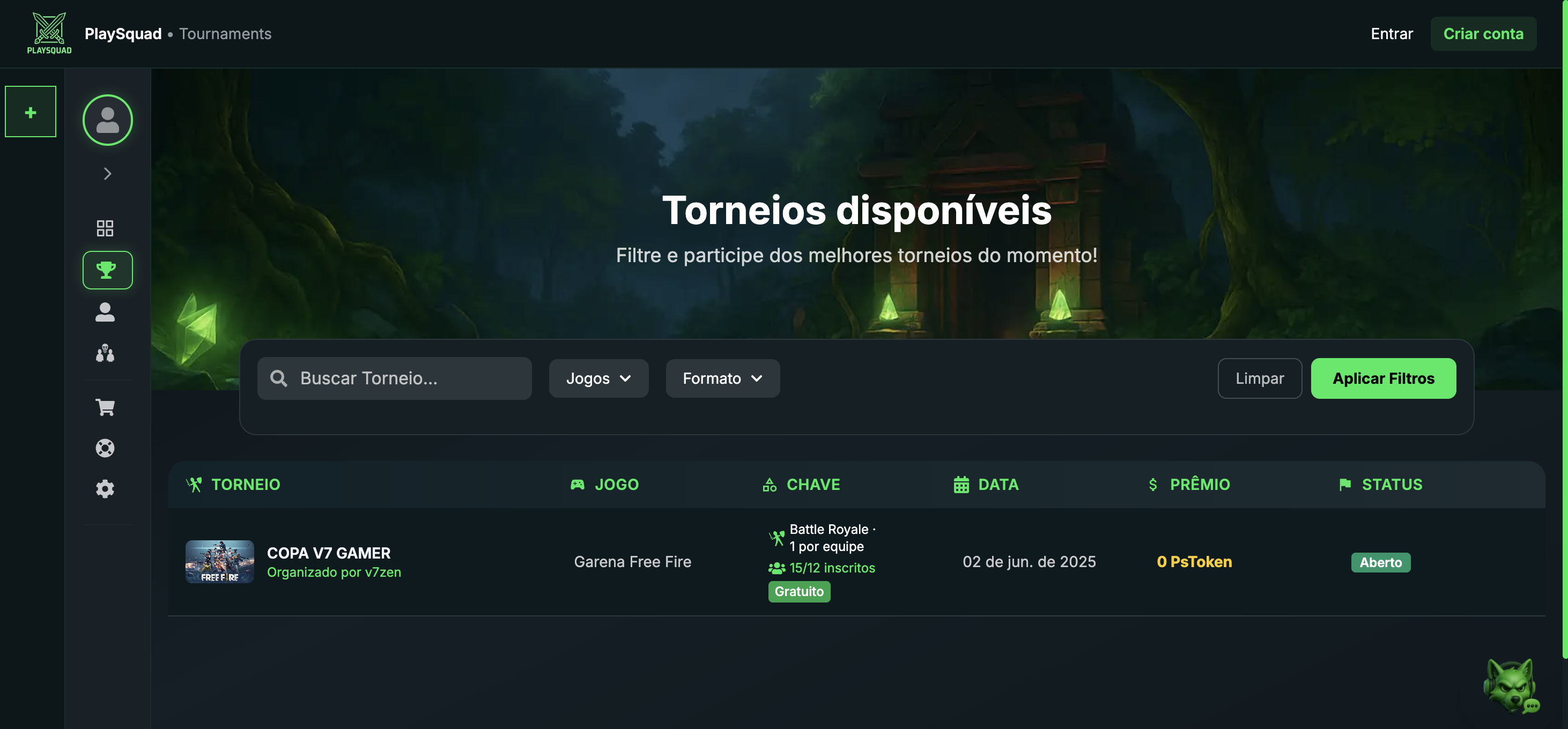 PlaySquad dashboard view